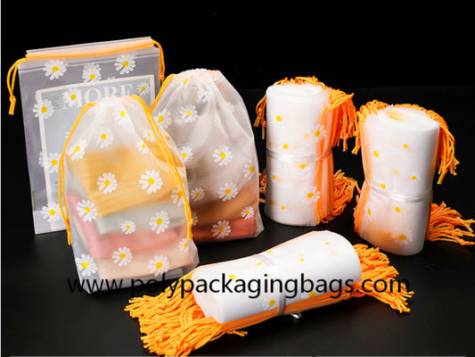 2 Colors Gravure Printing Frosted CPE Drawstring Packaging Bags Drawstring Travel Pouch