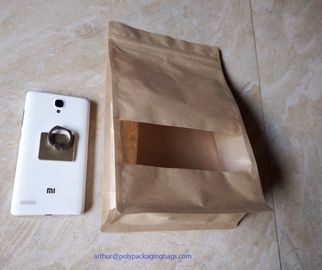 Laminated Brown Craft Paper Bags With Transparent Window In Front For Garment