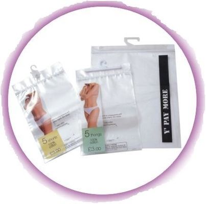 Erkek İç Giyim / Konfeksiyon İçin Askıları / Kanca Ve Zip Kilidi ile Su geçirmez Poli Çantalar