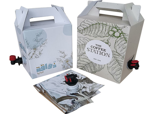 OEM 1L / 2L / 3L Kahve Suyu Şarap Sıvı BIB Çanta Kolu ve Tıkaçlı Kutu Dağıtıcıda