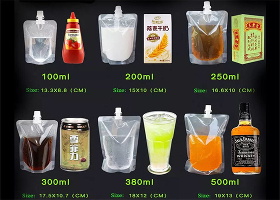 Şarap Süt Suyu İçecek için Gıda Sınıfı Stand Up Plastik İçecek Sıvı Emzik Kılıfı