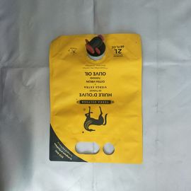 3 Litre Sarı Baskılı Ayaklı Kese, Meyve Suyu / Yağ / Şarap İçin Ağızlı / Tıkaçlı
