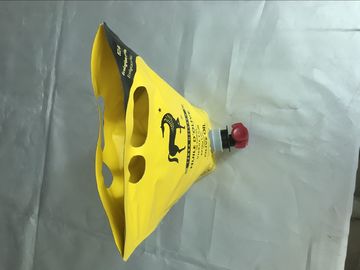 3 Litre Sarı Baskılı Ayaklı Kese, Meyve Suyu / Yağ / Şarap İçin Ağızlı / Tıkaçlı