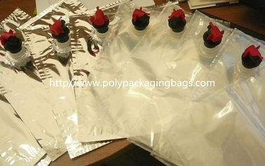 Spout ile Kutuda Plastik Esnek Ambalaj Yeniden Kullanılabilir Çanta, Şarap Suyu İçin Gümüş BIB Çantalar