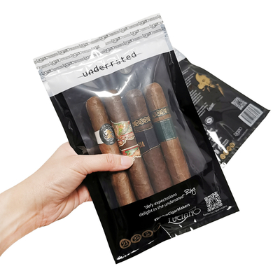 Özel Tütün Ambalajı Nemlendirici Plastik Poşetler Nemlendirilmiş Puro Humidor Torbaları 5-6 Puro İçin Higrometre ve Bölücü ile