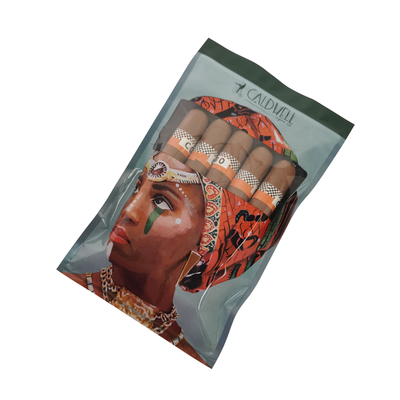 Custom Resealable Foil Ziplock Three Side Seal Natural Leaf Cigar Wraps Moisturizing Plastic Packaging Bag with Clear Window