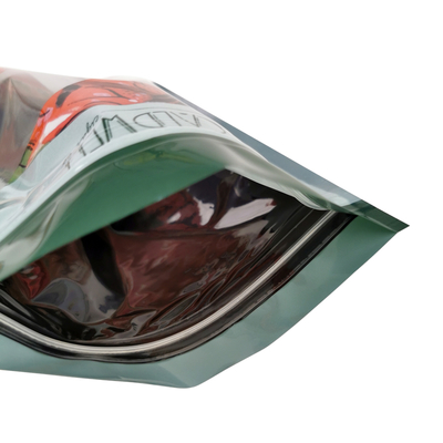 Custom Resealable Foil Ziplock Three Side Seal Natural Leaf Cigar Wraps Moisturizing Plastic Packaging Bag with Clear Window