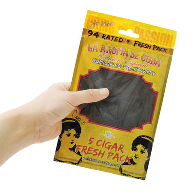 Özel Baskılı Kilitli Puro Ambalaj Poşetleri Puro Nemlendirilmiş Plastik Kılıflar Nemlendirici Katmanlı ﻿