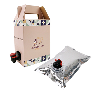 Özel 2L 3L 5L Tek kullanımlık kağıt karton Paketleme Kahve Soğuk Bira Meyve suyu Kutusu Paketinde Aseptik Torba