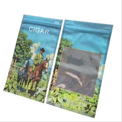 Özel Baskılı Plastik Humidor Paket Üç Taraflı Mühürlü Ziplock Puro Paketleme İçin