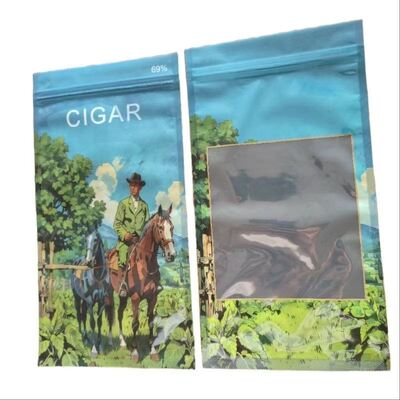 Özel Baskılı Plastik Humidor Paket Üç Taraflı Mühürlü Ziplock Puro Paketleme İçin