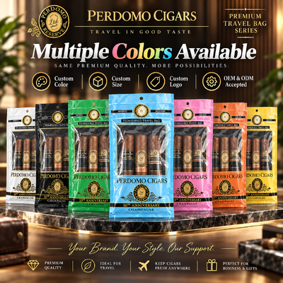 Tear resistant and puncture resistant humidified cigar bags holding 5 to 20 cigars depending on size perfect for maintaining cigar