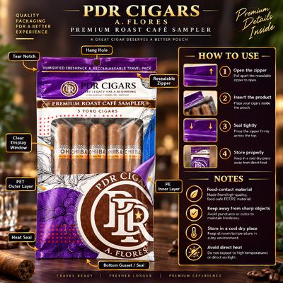 Cigars Volume Cigar Humidor Bags Featuring Ziplock Design And MOPP PE Material Structure Suitable For Travel And Daily