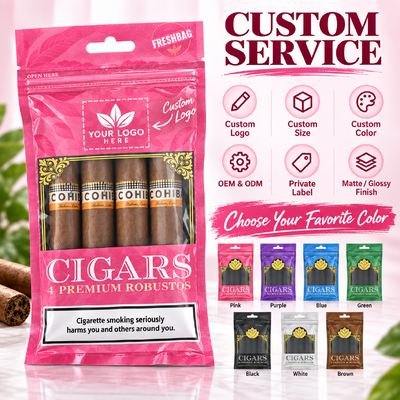 Lightweight And Compact cigar packaging bag featuring ziplock design ensuring secure closure and easy carrying for cigars