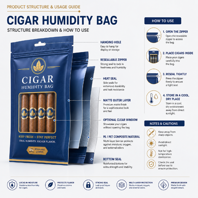 Cigar Humidor Bags Small Size Options Designed For Humidity Retention And Convenient Portability