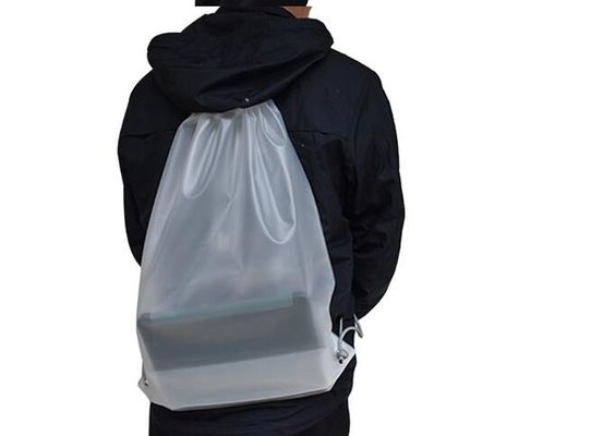 0.08mm Buzlu CPE İpli Çift Omuz Sırt Çantası Giyim İçin Plastik İpli Çantalar
