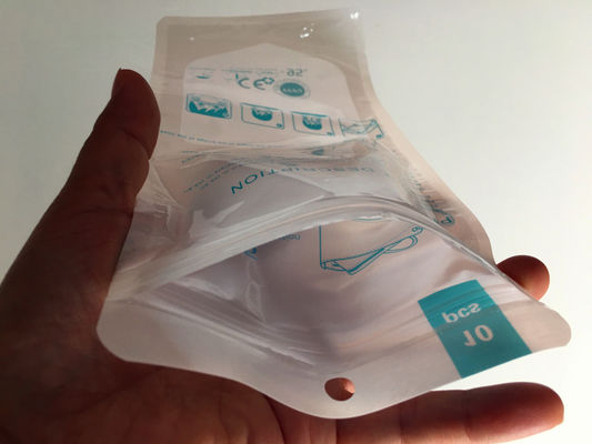 Tek Kullanımlık Gravür Baskı CPP Plastik Fermuar Kılıfı Kilitli Maske Ambalaj Torbaları