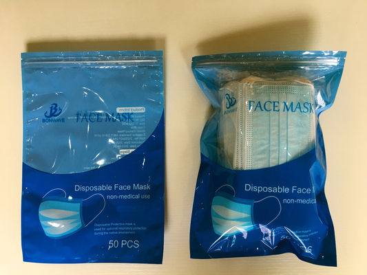 Nem Geçirmez CMYK OPP PET PE Lamine Maske Ambalaj Torbası Maske İçin Yeniden Açılabilir Kilitli Torba