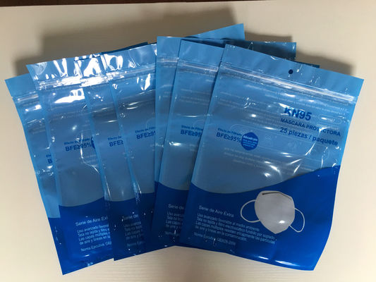 Gravür Baskı 100 Mikron N95 Maske Paketleme Torbası Üst Kilitli Çanta